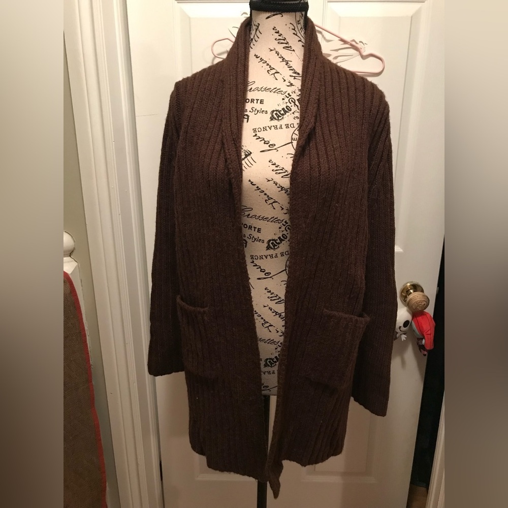 Banana Republic Brown Shawl-Collar Coatigan